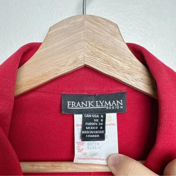 Frank Lyman  Womens Size 6 Double Button Red Cropped Blazer - Picture 11 of 15